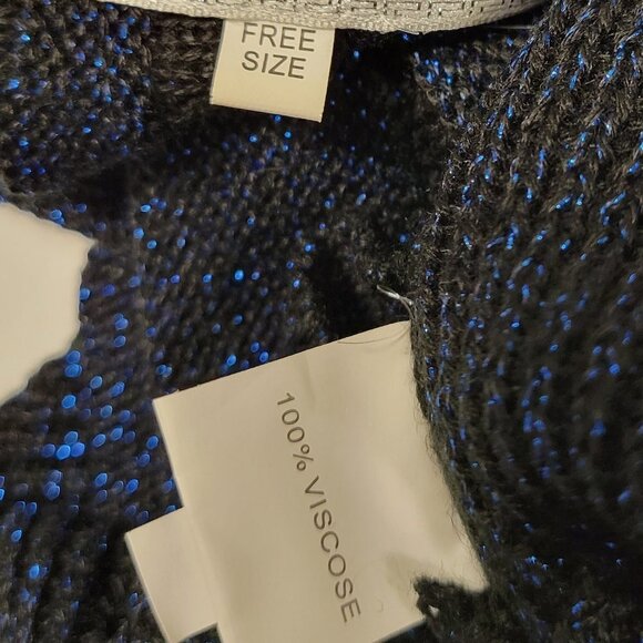 BLUE Glitter  Stretchy Tunic Knit Dress or Glitter Top One Size - Picture 5 of 12
